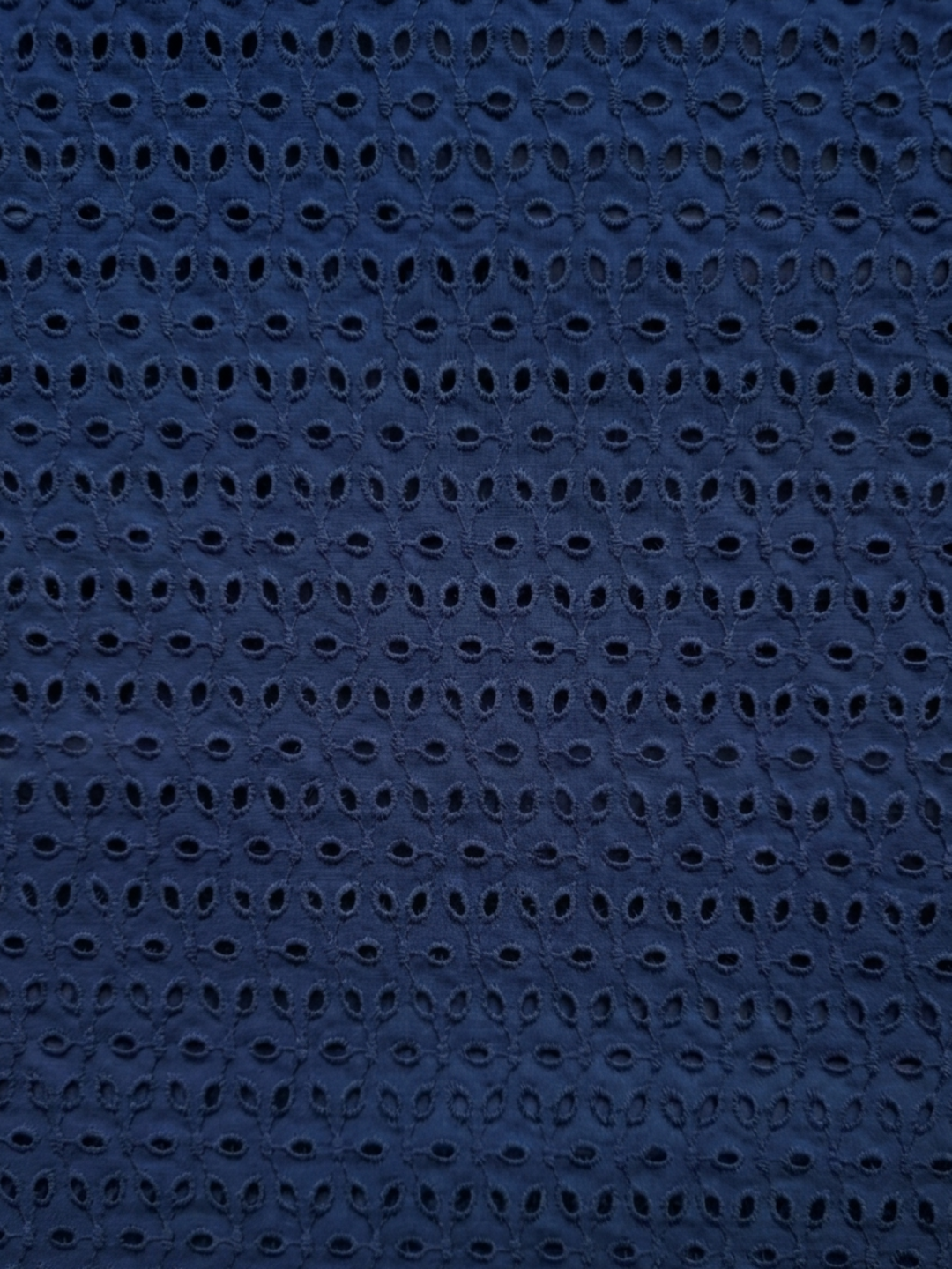 Navy Blue six hole schiffli embroidered fabric