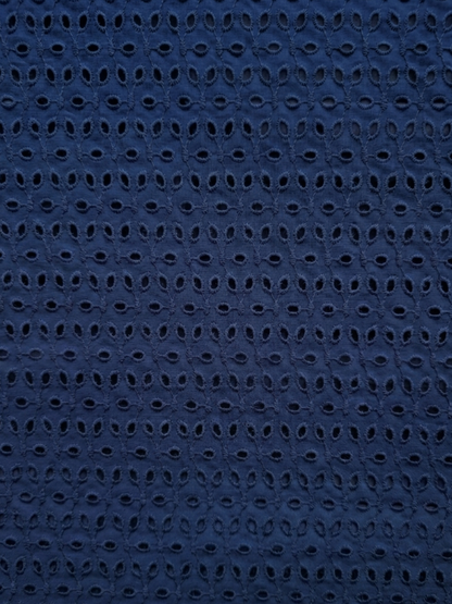 Navy Blue six hole schiffli embroidered fabric