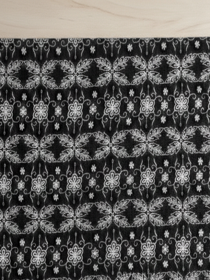 Heritage Floral Grid Schiffli Embroiderey on Cotton cambric fabric