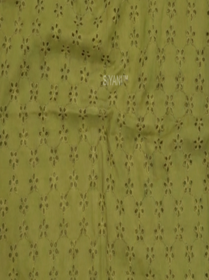 Olive green five hole pentagon schiffli fabric