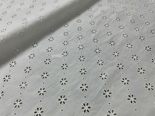 Elegant White All‑Over Eyelet Embroidery Fabric