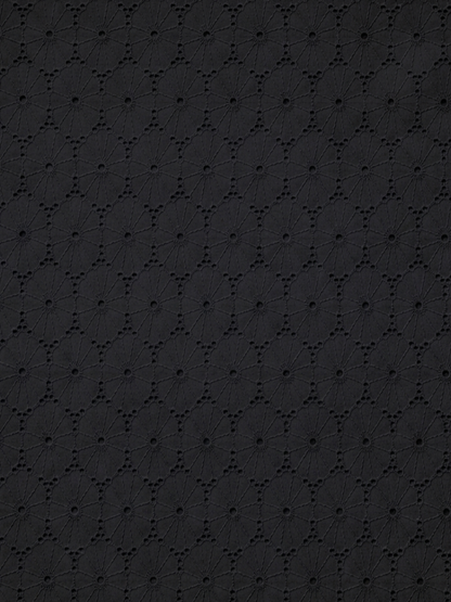 Black Floral Eyelet Schiffli fabric
