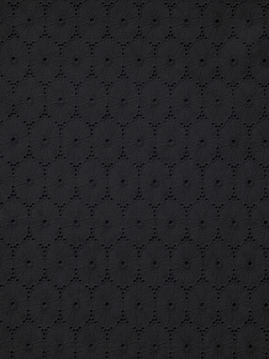 Black Floral Eyelet Schiffli fabric