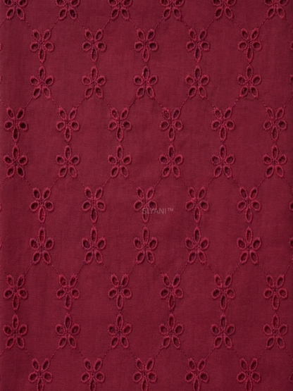 Maroon five hole pentagon schiffli fabric