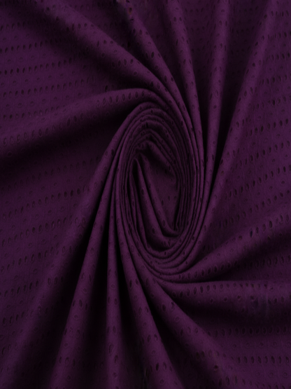 Wine six hole schiffli embroidered fabric
