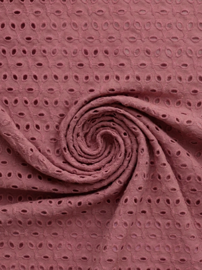 Onion Pink six hole schiffli embroidered fabric
