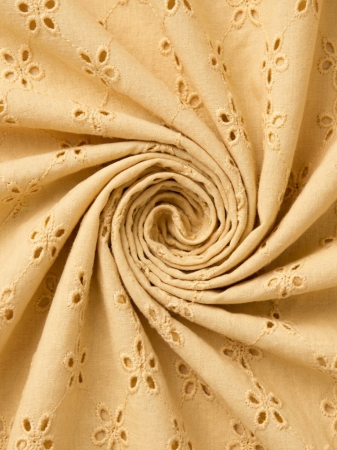 Butter Yellow five hole pentagon schiffli fabric
