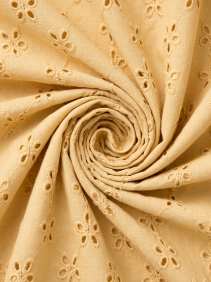 Butter Yellow five hole pentagon schiffli fabric