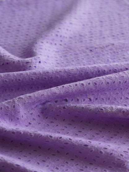 Lavender six hole schiffli embroidered fabric
