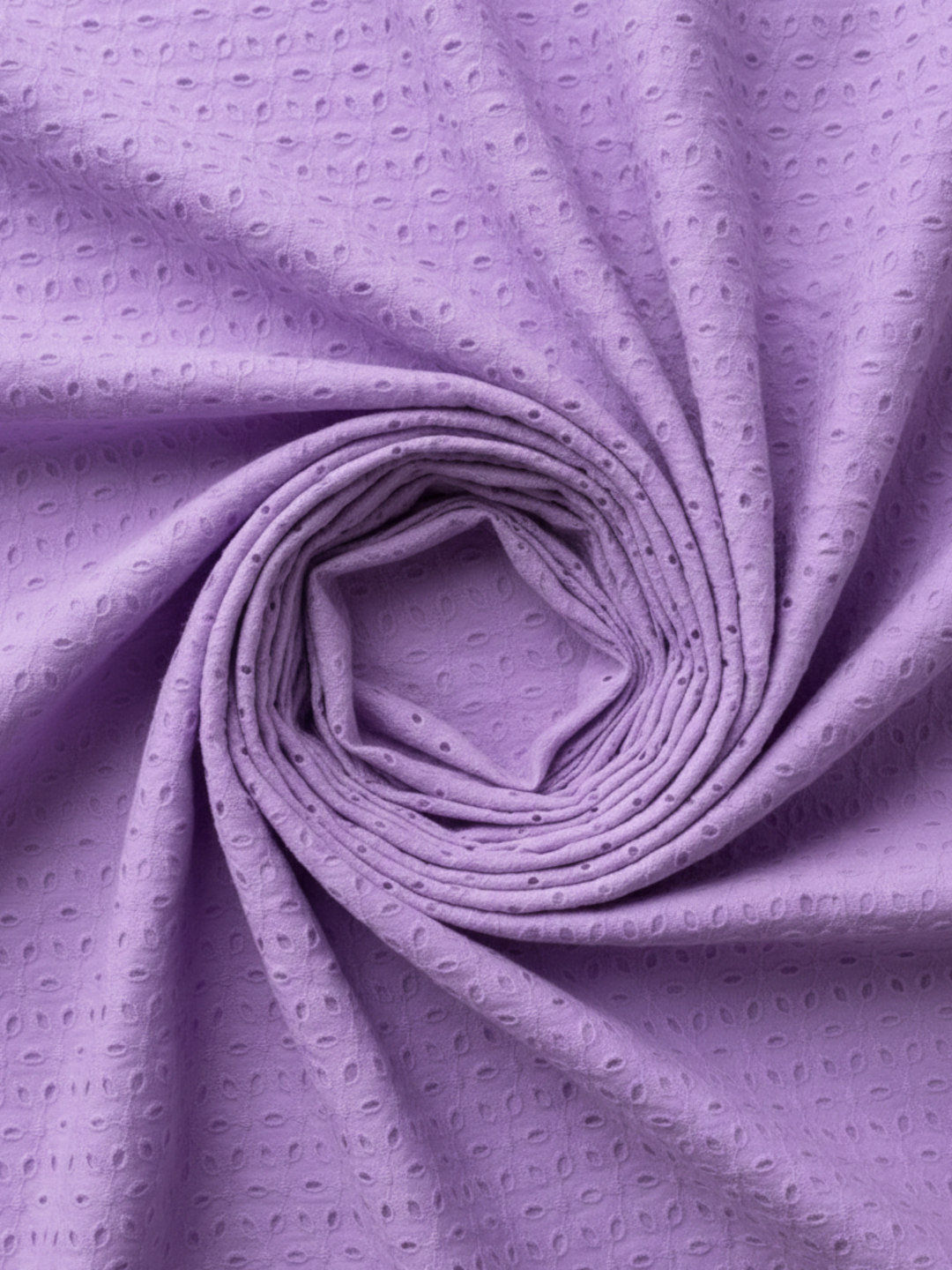 Lavender six hole schiffli embroidered fabric