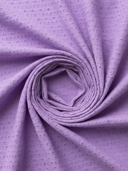 Lavender six hole schiffli embroidered fabric