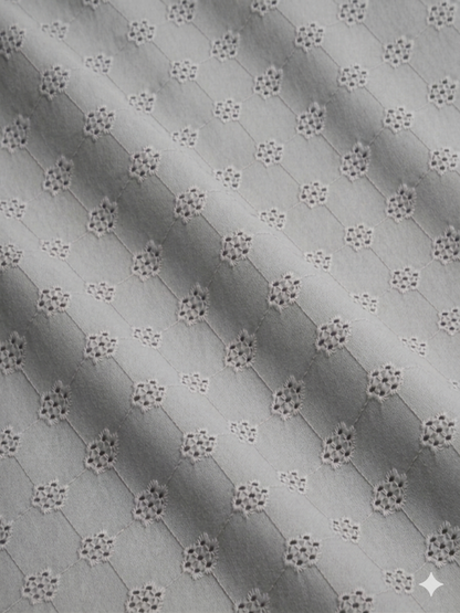 Gray floral schiffli embroidered fabric (Copy)