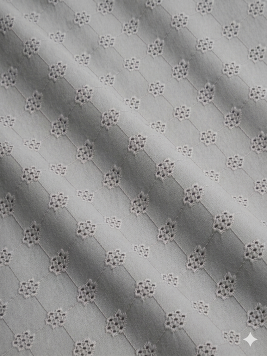 Gray floral schiffli embroidered fabric (Copy)