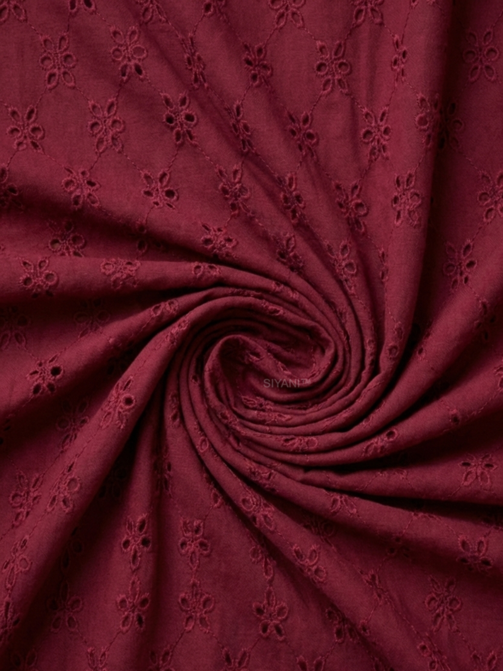 Maroon five hole pentagon schiffli fabric