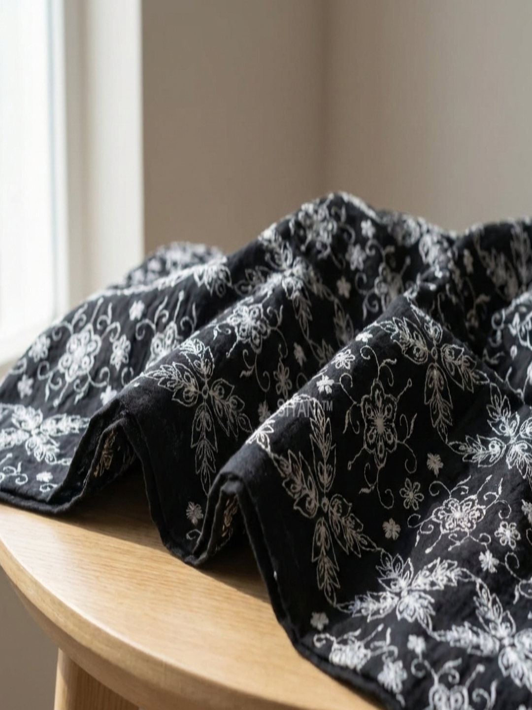 Heritage Floral Grid Schiffli Embroiderey on Cotton cambric fabric