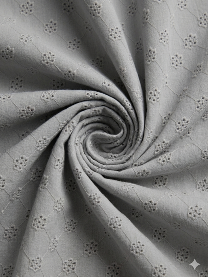 Gray floral schiffli embroidered fabric (Copy)