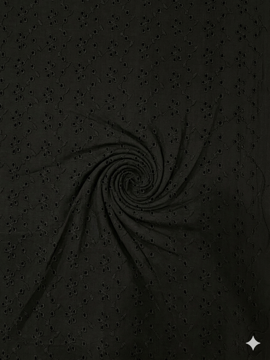 Black small flower pattern schiffli embroidered fabric