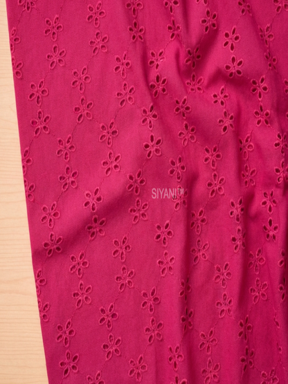 Majanta pink five hole pentagon schiffli fabric