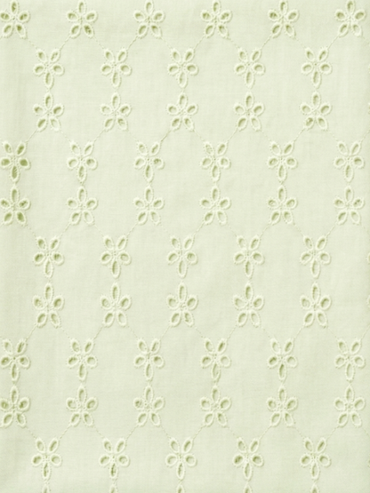 Pale Lime five hole pentagon schiffli fabric
