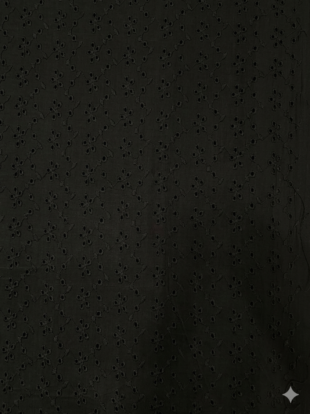 Black small flower pattern schiffli embroidered fabric