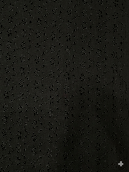Black small flower pattern schiffli embroidered fabric