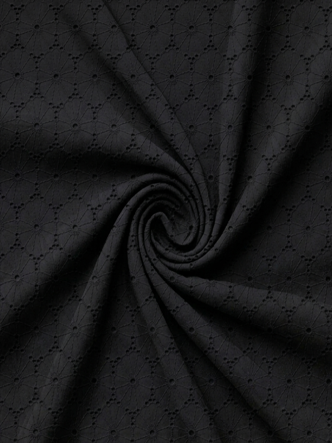 Black Floral Eyelet Schiffli fabric