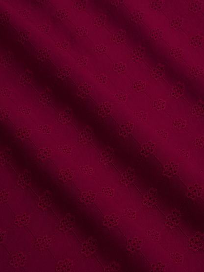 Rani pink floral schiffli embroidered fabric (Copy)