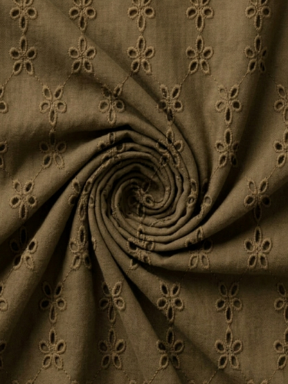 Mehendi five hole pentagon schiffli fabric