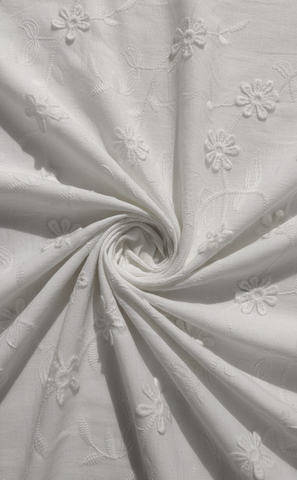 White 3d work Daisy Scatter Schiffli Embroidered fabrics