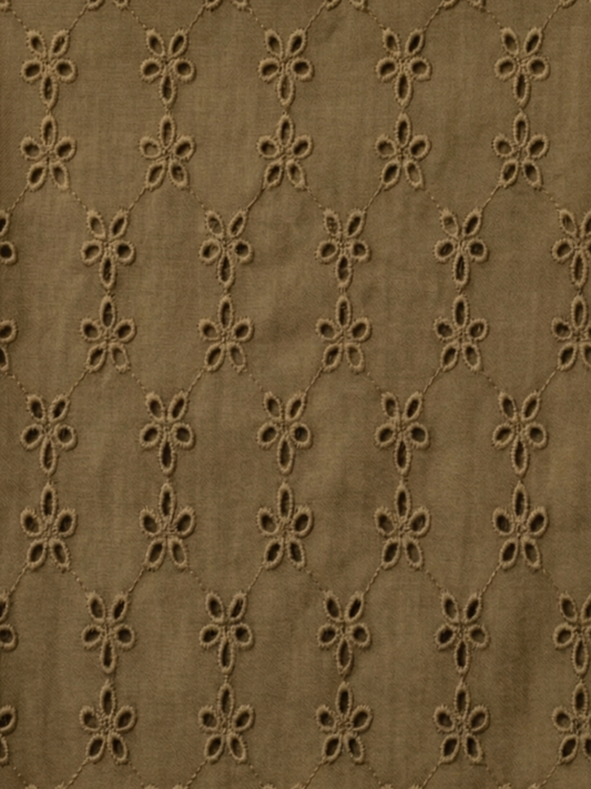 Mehendi five hole pentagon schiffli fabric