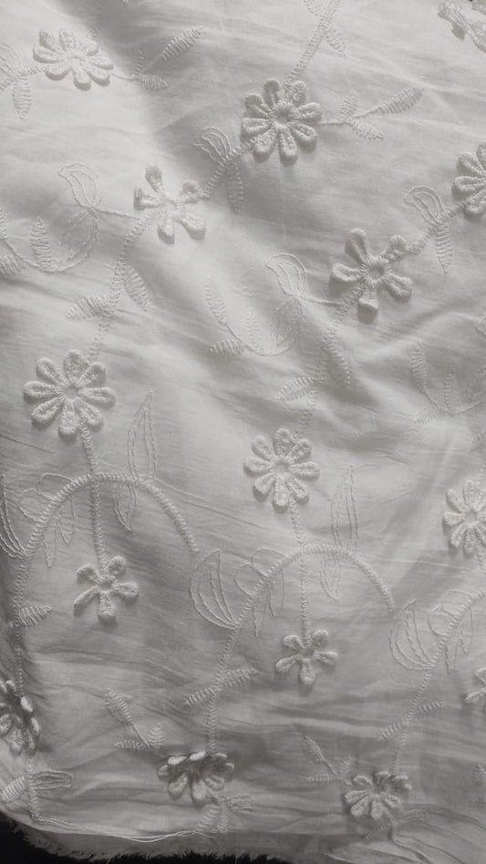 White 3d work Daisy Scatter Schiffli Embroidered fabrics