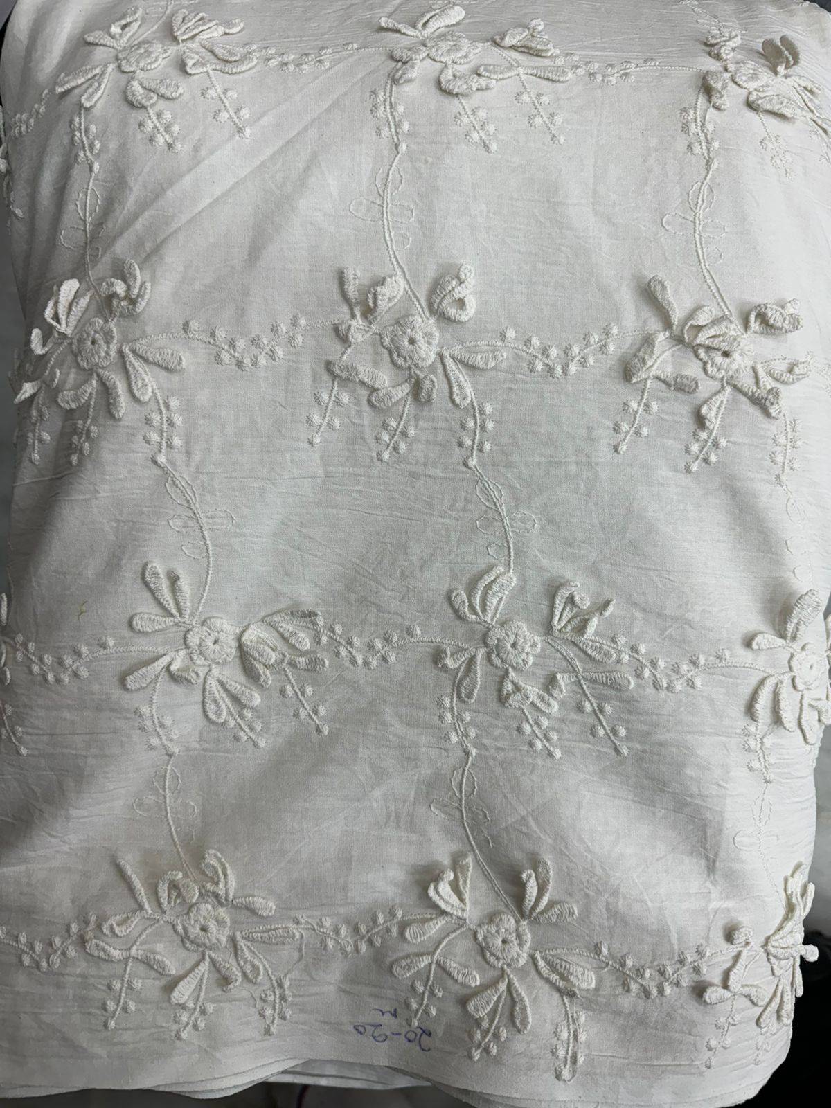 White 3d work Breeze Bloom Schiffli Embroidered fabrics