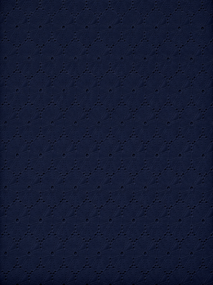 Navy Blue Floral Eyelet Schiffli fabric