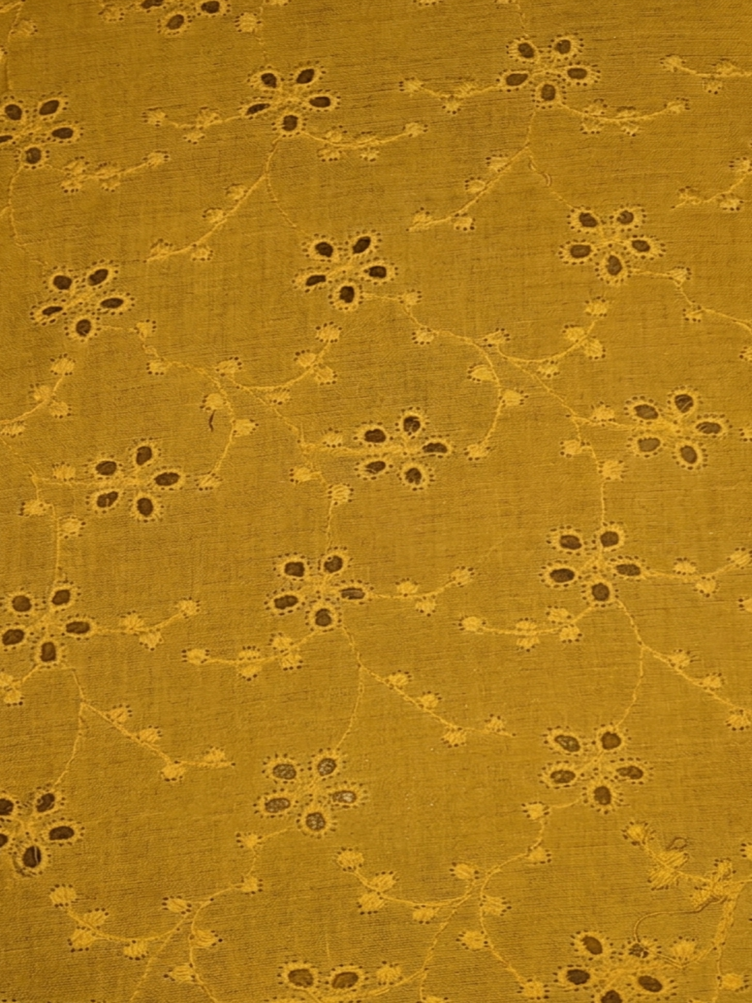 Mustard Blossom Cotton Embroidered schiffli fabric