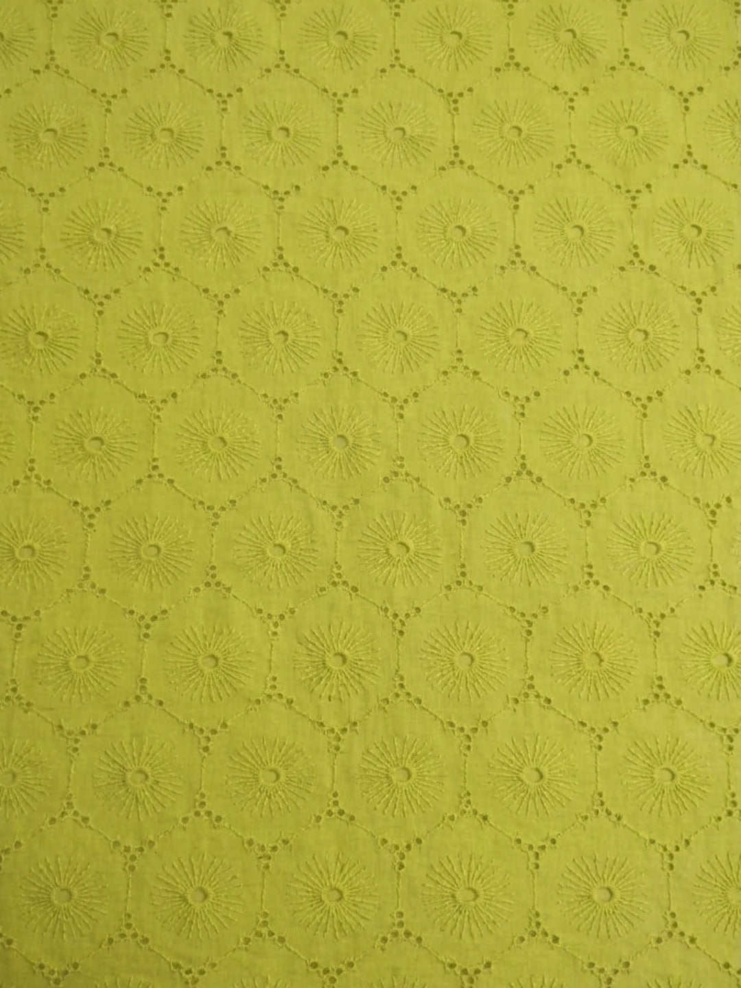 Mustard Floral Eyelet Schiffli fabric