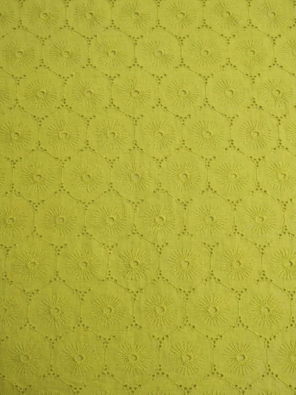 Mustard Floral Eyelet Schiffli fabric