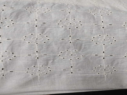 Off white  circular pattern Schiffli Embroidered Fabric