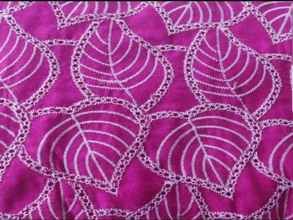 Majanta Leaf pattern Schiffli Embroidered Fabric