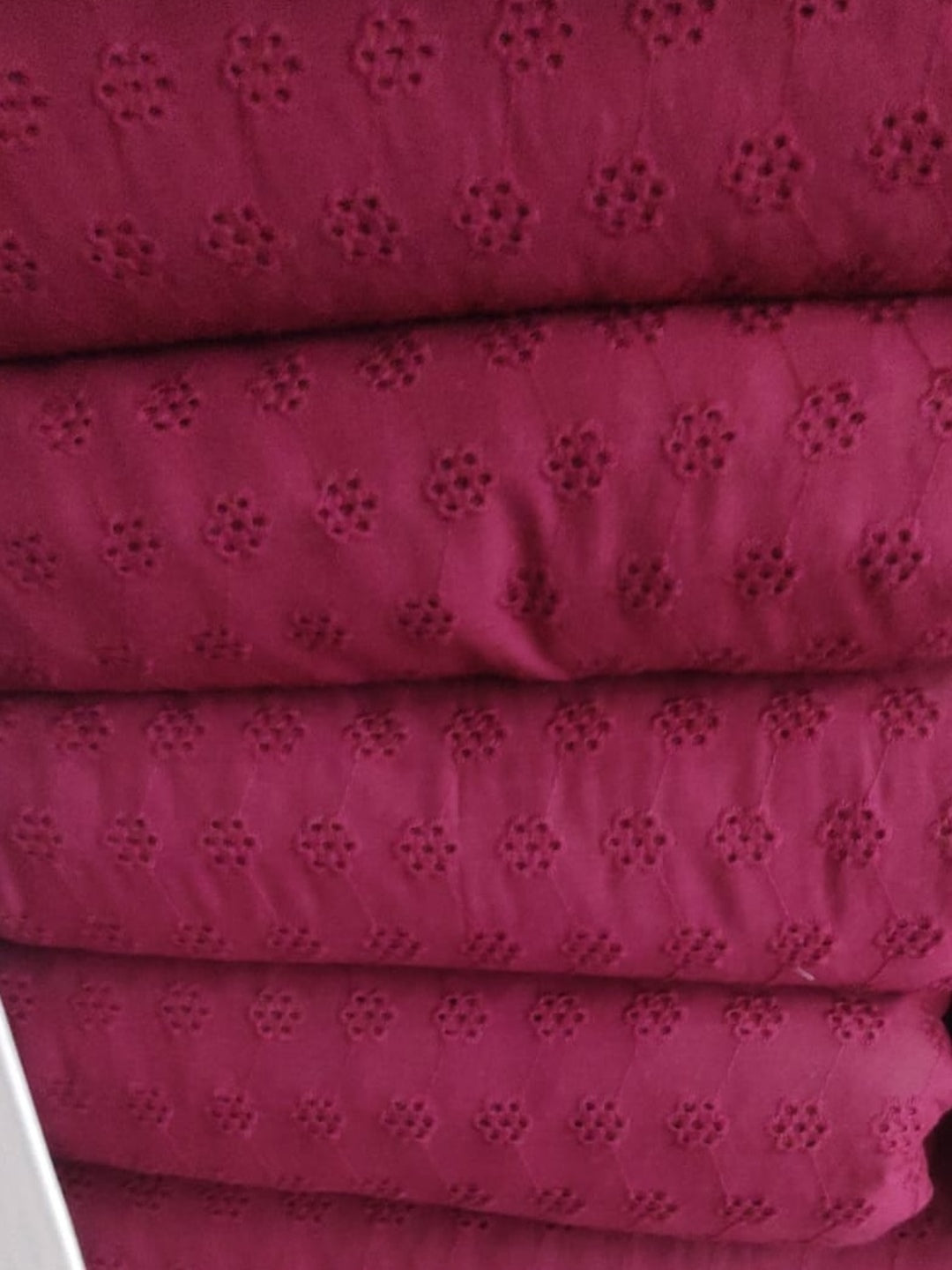 Rani pink floral schiffli embroidered fabric (Copy)