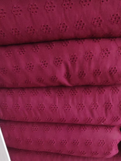 Rani pink floral schiffli embroidered fabric (Copy)