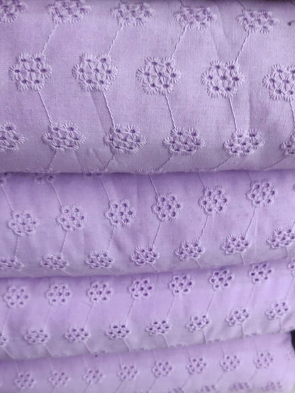 Lavender Daisy schiffli embroidered fabric