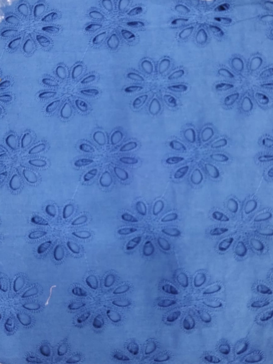 Blue allover floral embroidered fabric