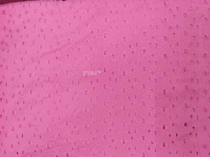Hot Pink Bloom Schiffli Embroidered Fabric