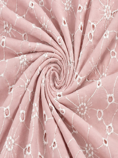 Daisy Web Pattern Pastel pink schiffli fabric