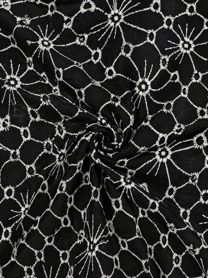 Daisy Web Pattern black schiffli fabric