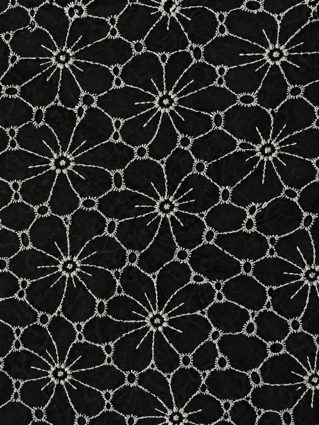 Daisy Web Pattern black schiffli fabric