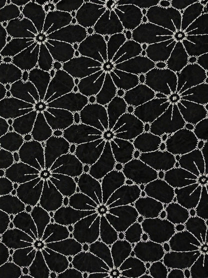 Daisy Web Pattern black schiffli fabric