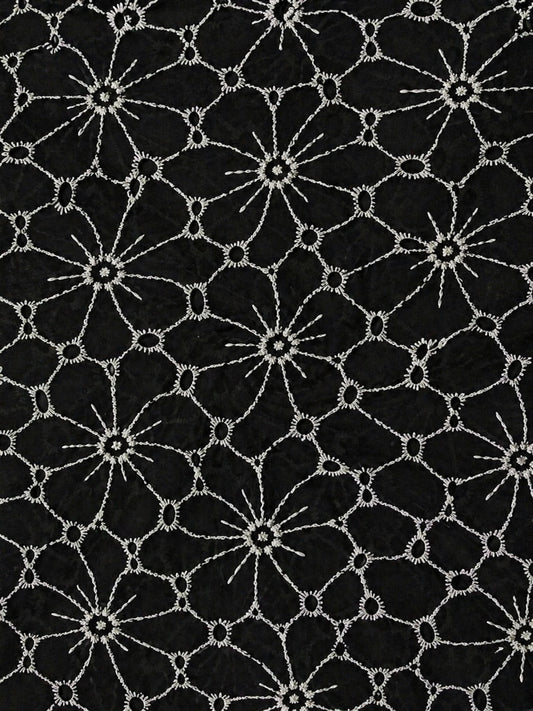 Daisy Web Pattern black schiffli fabric
