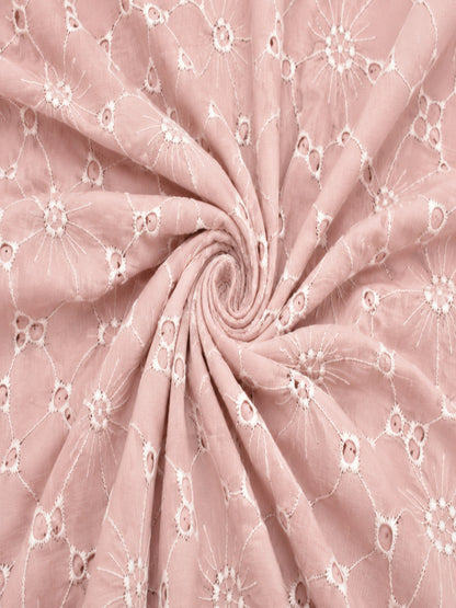 Daisy Web Pattern Pastel pink schiffli fabric
