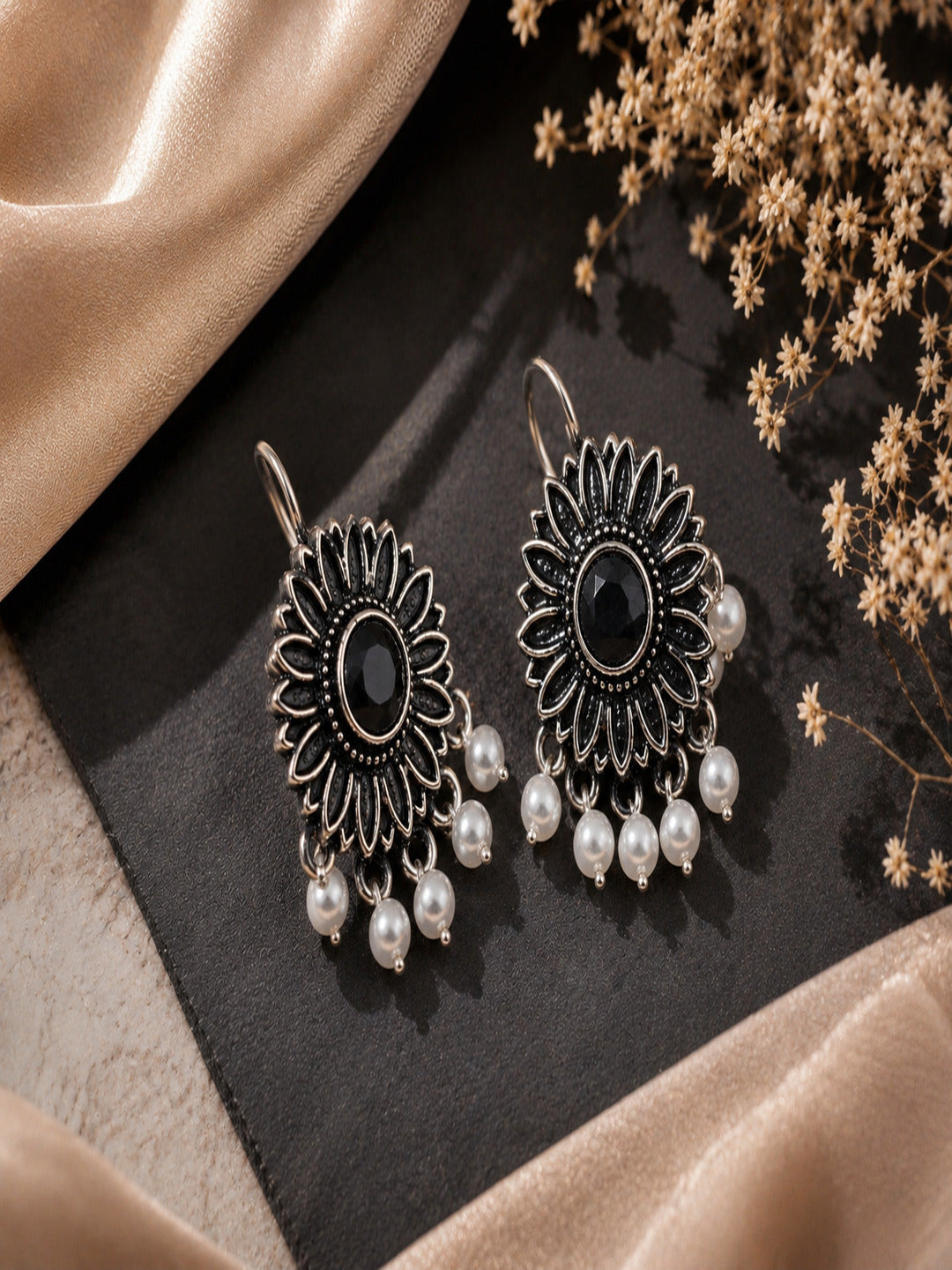Shivora Sunflower Oxidised Earrings